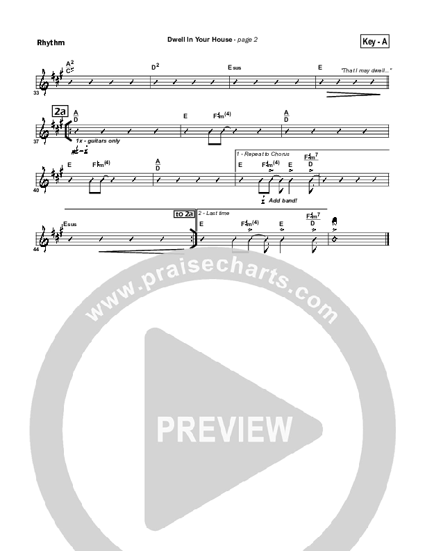 Dwell in Your House Rhythm Chart (Hillsong Worship)