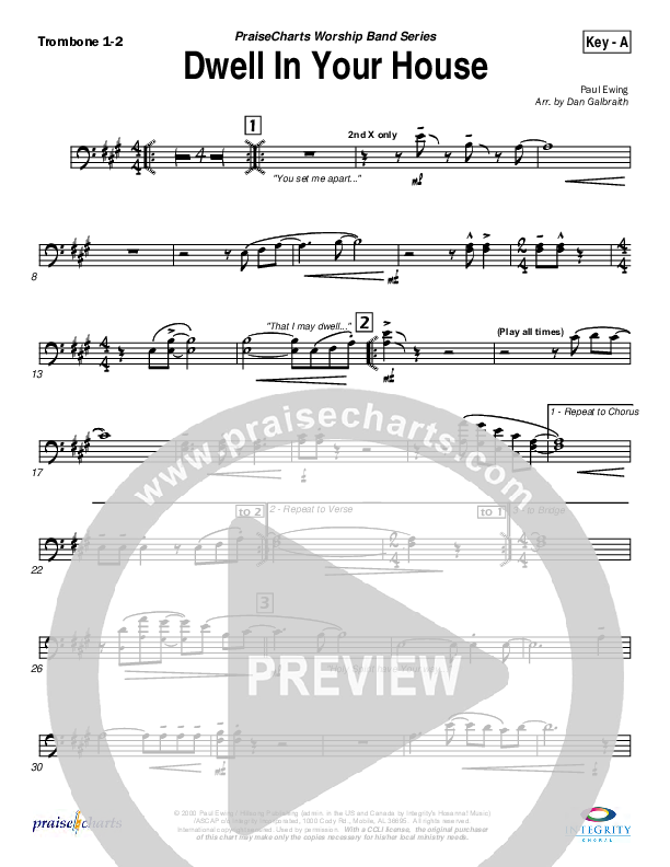 Dwell in Your House Trombone 1/2 (Hillsong Worship)
