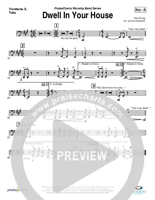 Dwell in Your House Trombone 3 (Hillsong Worship)