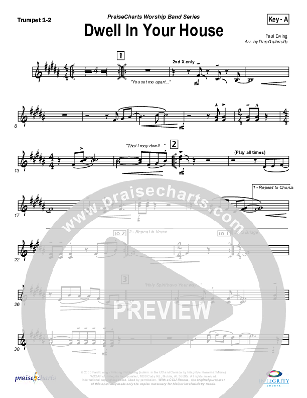 Dwell in Your House Trumpet 1,2 (Hillsong Worship)