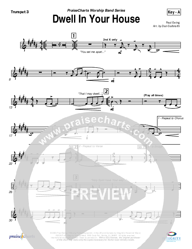 Dwell in Your House Trumpet 3 (Hillsong Worship)
