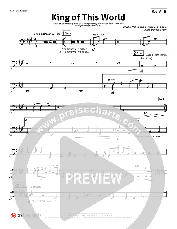 King Of This World Cello/Bass (Gateway Worship)