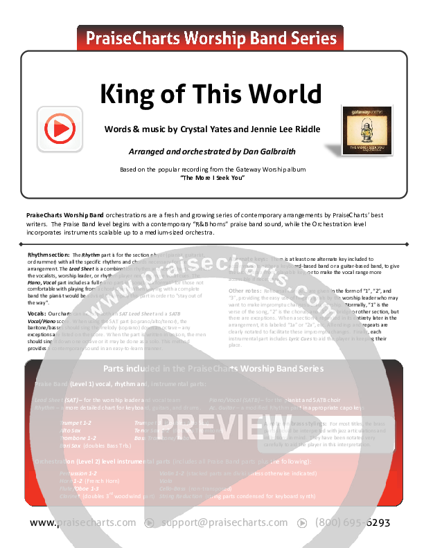 King Of This World Cover Sheet (Gateway Worship)