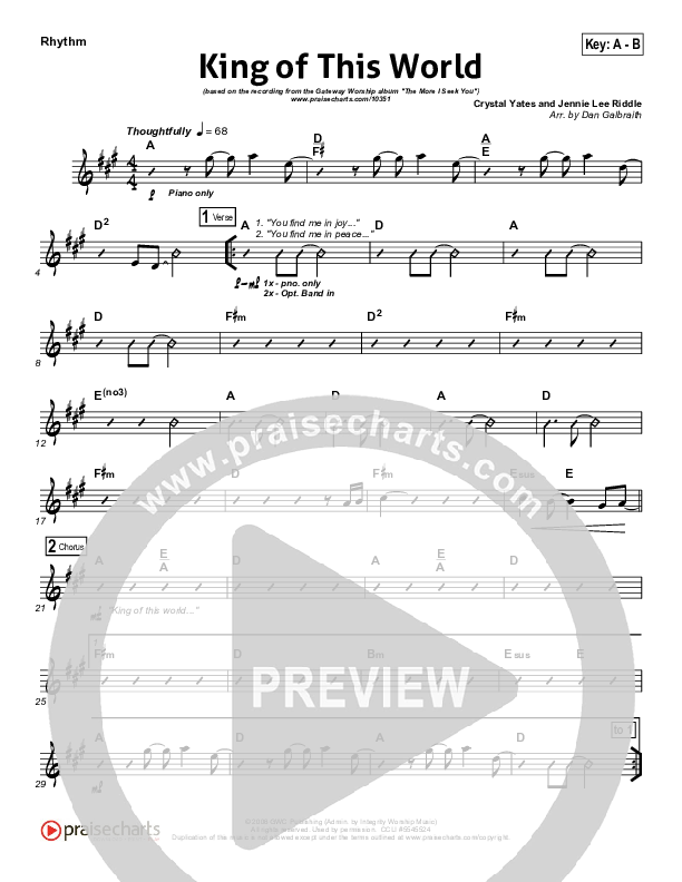 King Of This World Rhythm Chart (Gateway Worship)