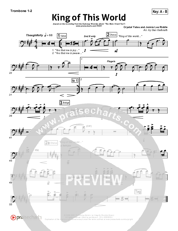 King Of This World Trombone 1/2 (Gateway Worship)