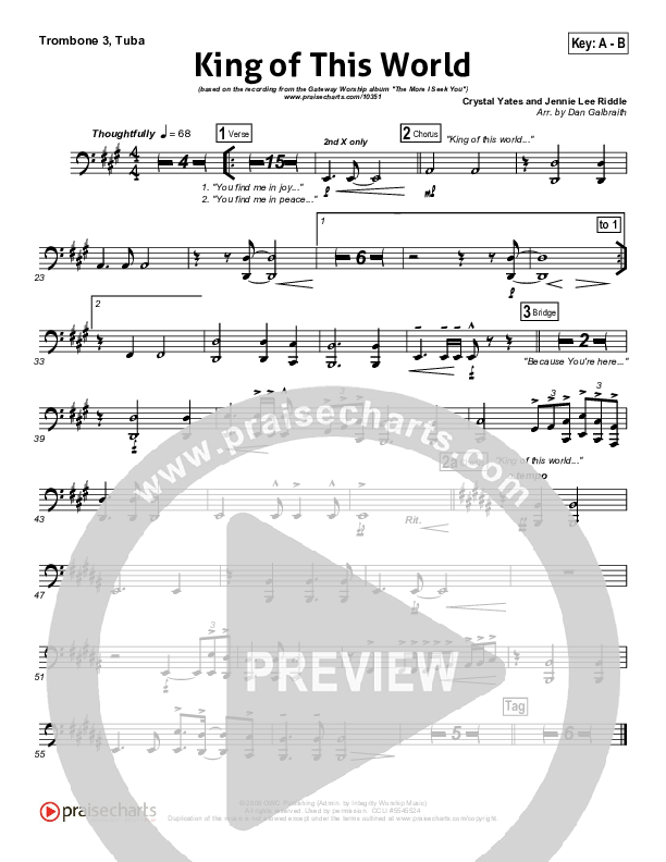 King Of This World Trombone 3/Tuba (Gateway Worship)