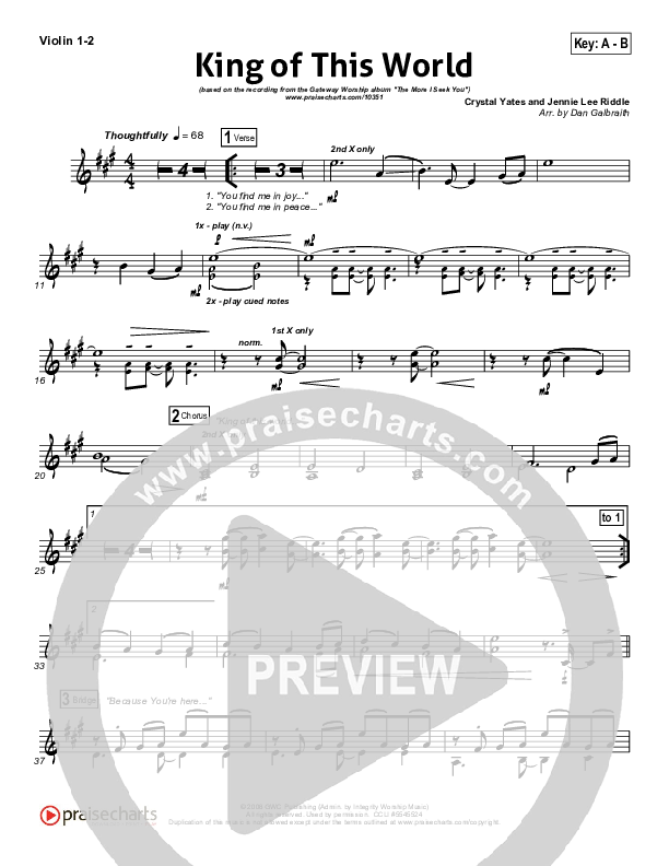 King Of This World Violin 1/2 (Gateway Worship)