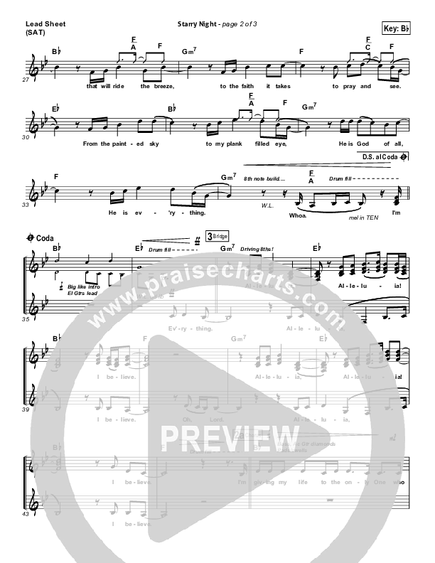 Starry Night Lead Sheet (Chris August)