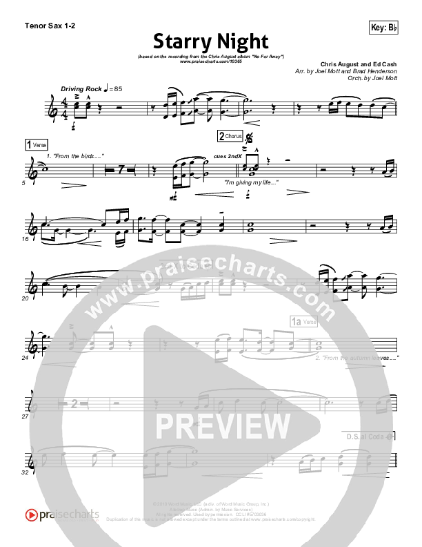 Starry Night Tenor Sax 1/2 (Chris August)