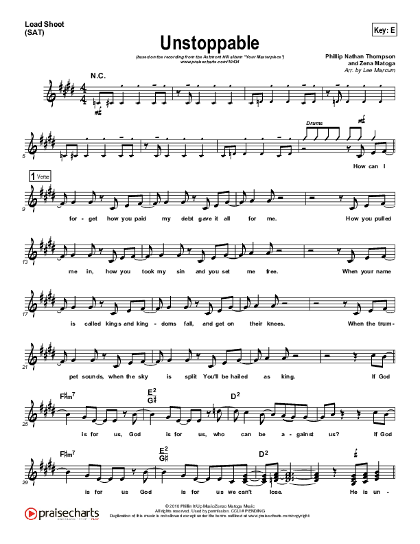 Unstoppable Lead Sheet (SAT) (Ashmont Hill)