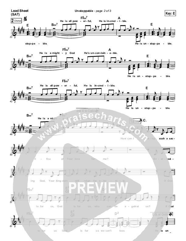 Unstoppable Lead Sheet (SAT) (Ashmont Hill)