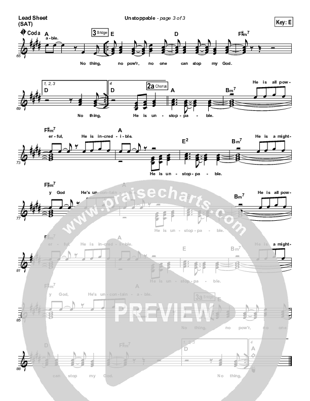 Unstoppable Lead Sheet (SAT) (Ashmont Hill)