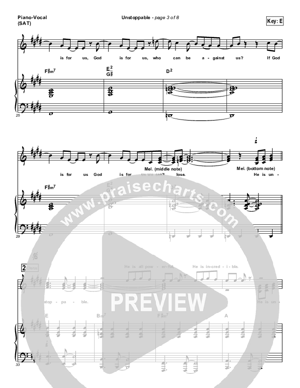 Unstoppable Piano/Vocal (SAT) (Ashmont Hill)