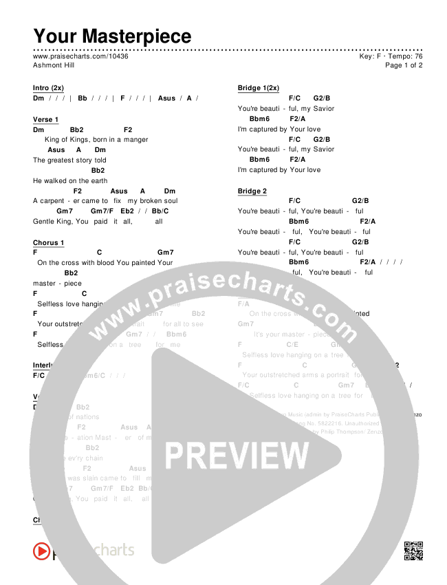 Your Masterpiece Chords & Lyrics (Ashmont Hill)