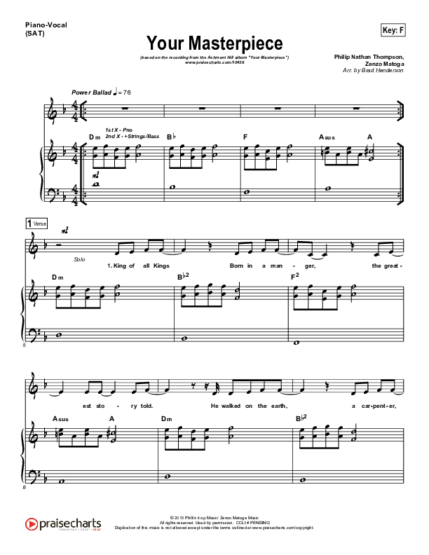 Your Masterpiece Piano/Vocal & Lead (Ashmont Hill)