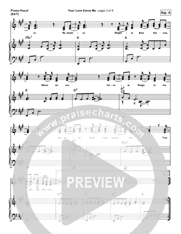 Your Love Saves Me Piano/Vocal (SAT) (Ashmont Hill)