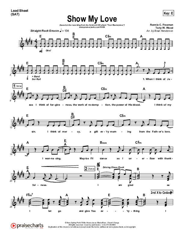 Show My Love Lead Sheet (SAT) (Ashmont Hill)