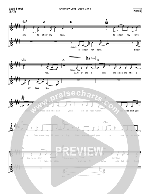 Show My Love Lead Sheet (SAT) (Ashmont Hill)