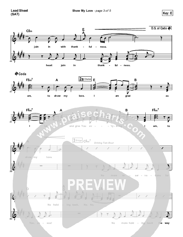 Show My Love Lead Sheet (SAT) (Ashmont Hill)