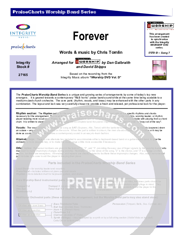 Forever Cover Sheet (Chris Tomlin)