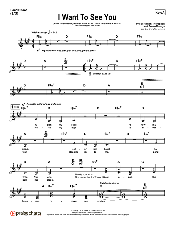 I Want To See You Lead Sheet (Ashmont Hill)