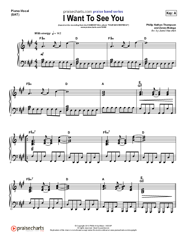 I Want To See You Piano/Vocal (Ashmont Hill)