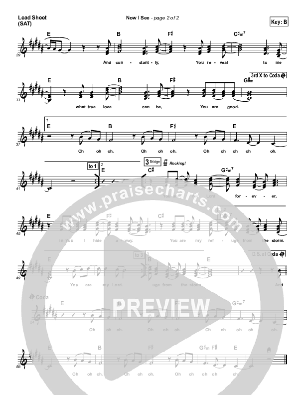 Now I See Lead Sheet (SAT) (Ashmont Hill)