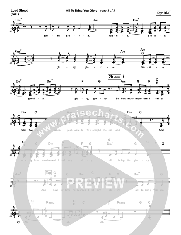 All To Bring You Glory Lead Sheet (Ashmont Hill)