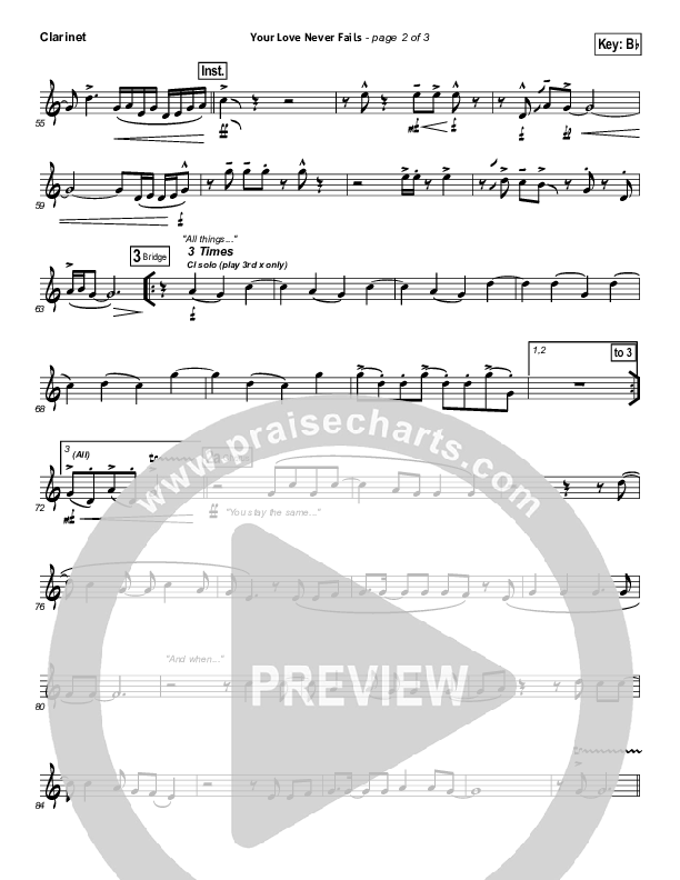 Your Love Never Fails Clarinet (Jesus Culture)