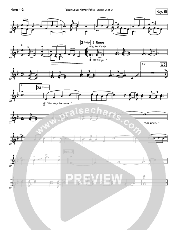 Your Love Never Fails French Horn 1/2 (Jesus Culture)