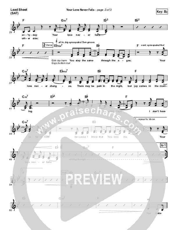 Your Love Never Fails Lead Sheet (SAT) (Jesus Culture)