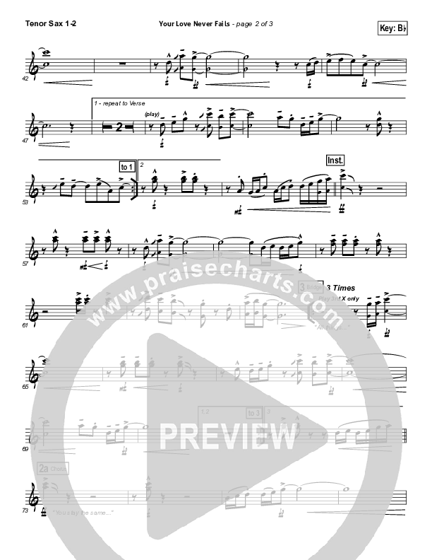 Your Love Never Fails Tenor Sax 1/2 (Jesus Culture)
