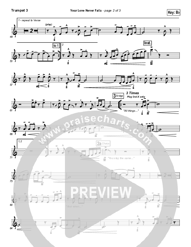 Jesus Culture Your Love Never Fails Sheet Music in Bb Major  (transposable) - Download & Print - SKU: MN0150343