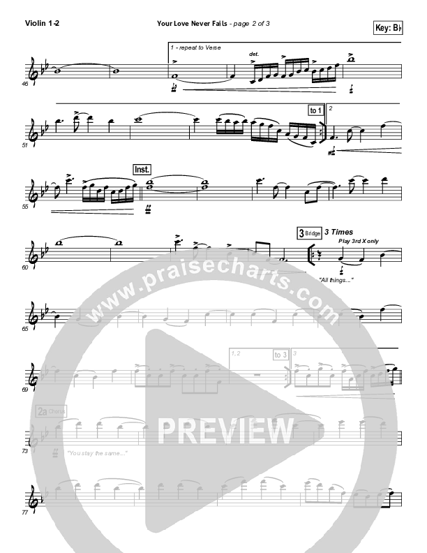 Your Love Never Fails Violin 1/2 (Jesus Culture)