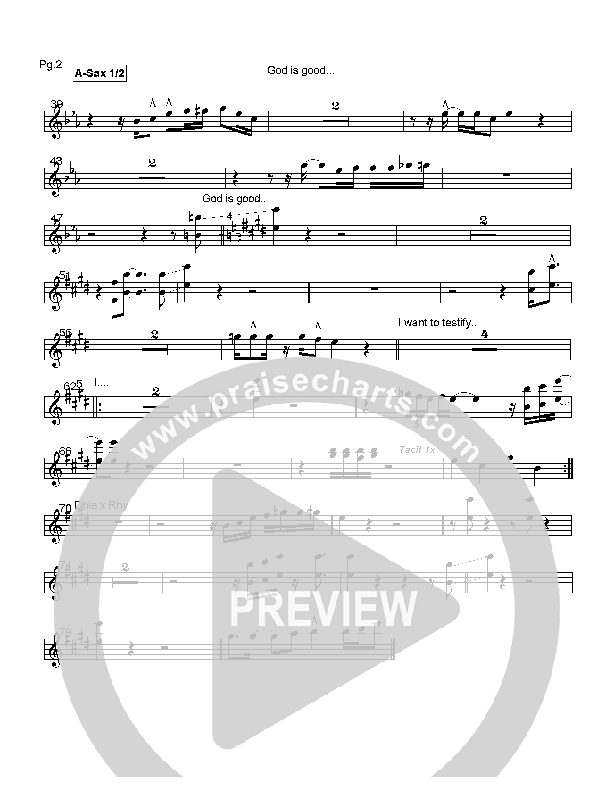 God is Good Alto Sax 1/2 (Hillsong Worship)