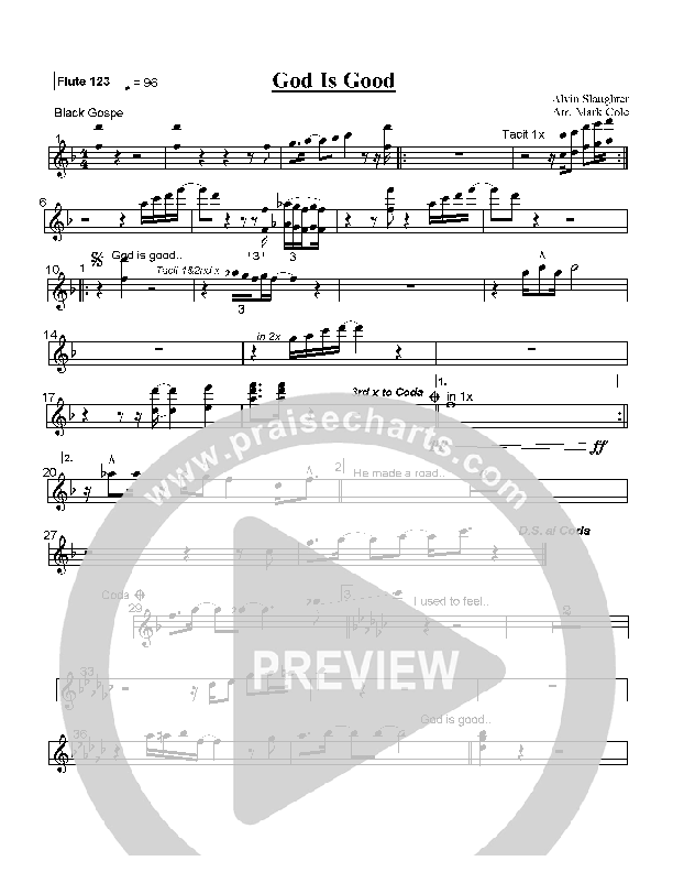 God is Good Flute 1/2/3 (Hillsong Worship)
