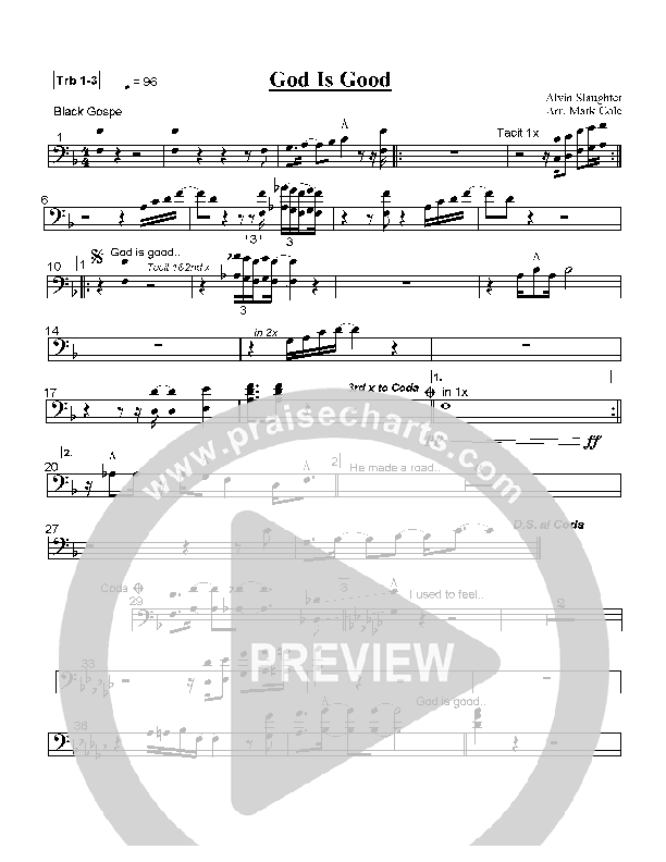 God is Good Trombone 1/2/3 (Hillsong Worship)