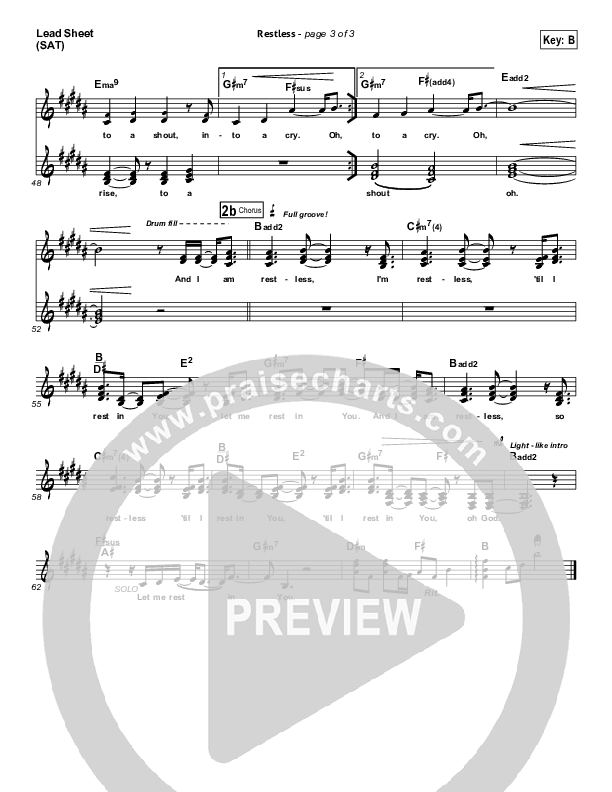 Restless Lead Sheet (SAT) (Audrey Assad)