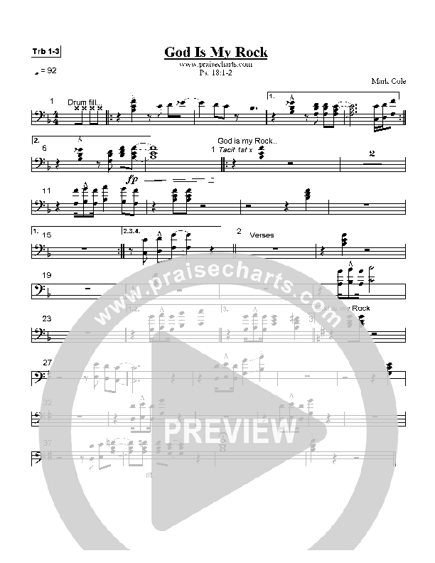 God Is My Rock Trombone 1/2/3 (Mark Cole)