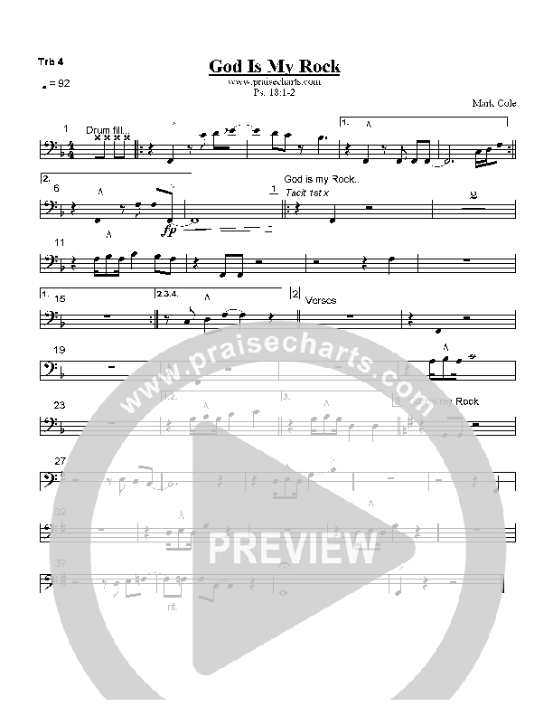 God Is My Rock Trombone 4 (Mark Cole)