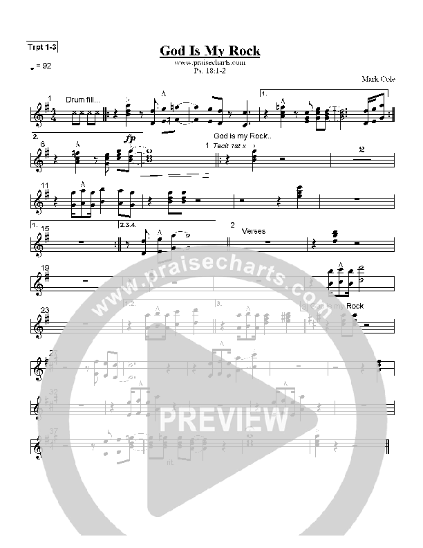 God Is My Rock Trumpet 1/2/3 (Mark Cole)