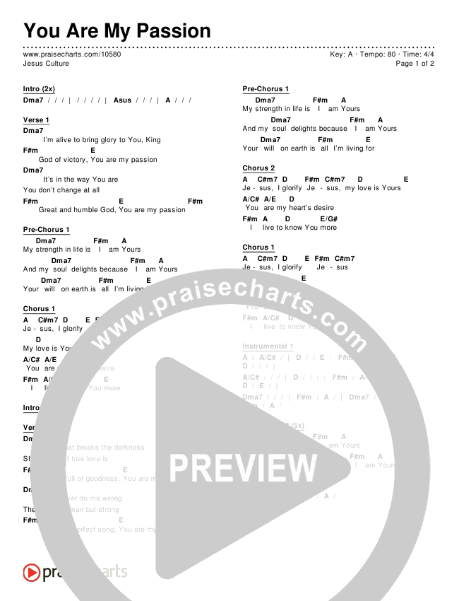 You Are My Passion Chords & Lyrics (Jesus Culture)