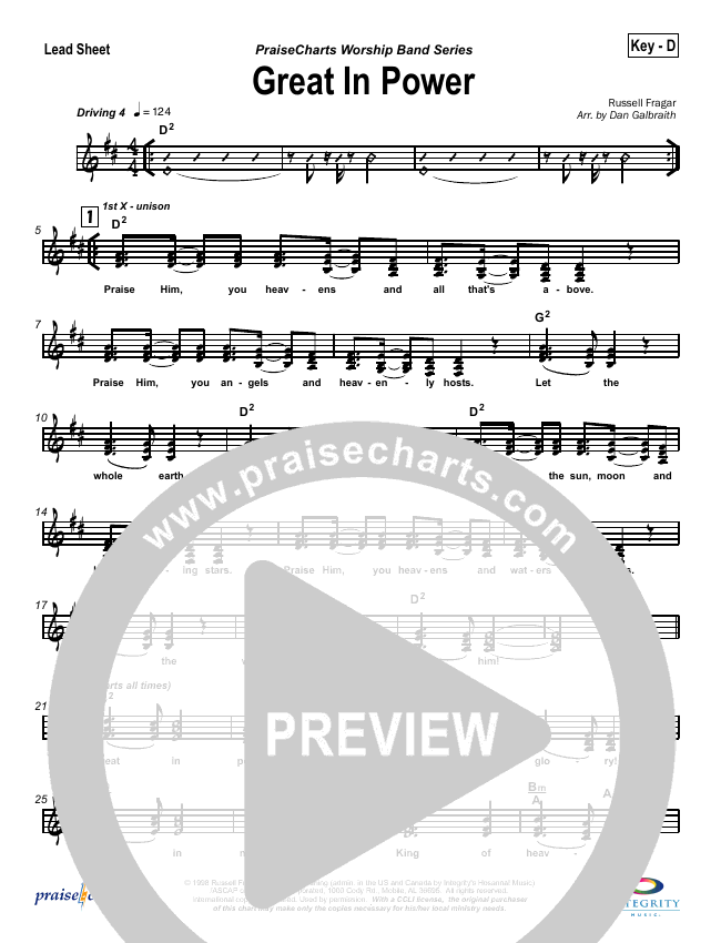 Great In Power Sheet Music PDF (Hillsong Worship) PraiseCharts