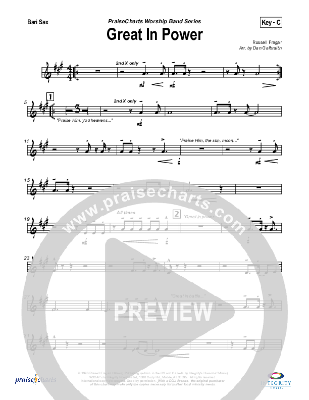 Great In Power Bari Sax (Hillsong Worship)