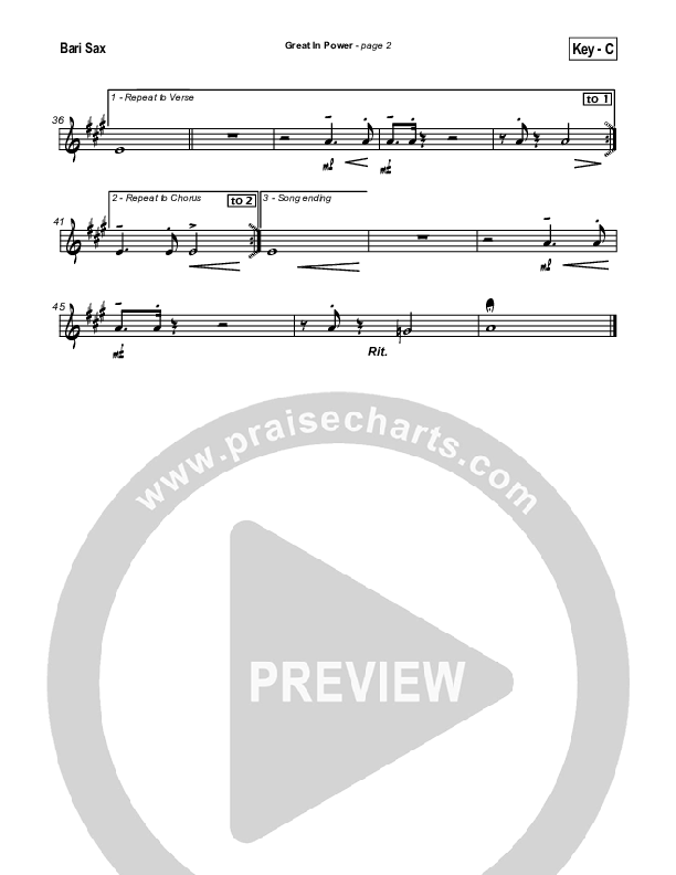 Great In Power Bari Sax (Hillsong Worship)