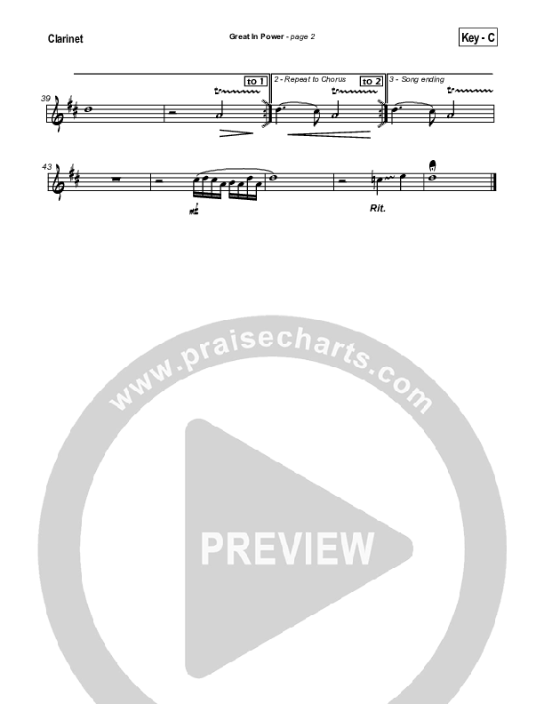 Great In Power Clarinet (Hillsong Worship)