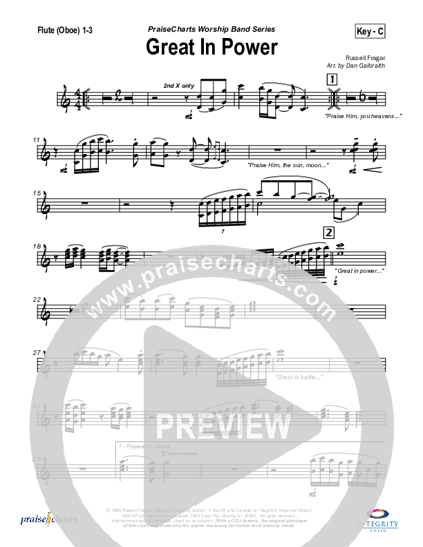 Great In Power Flute/Oboe 1/2/3 (Hillsong Worship)