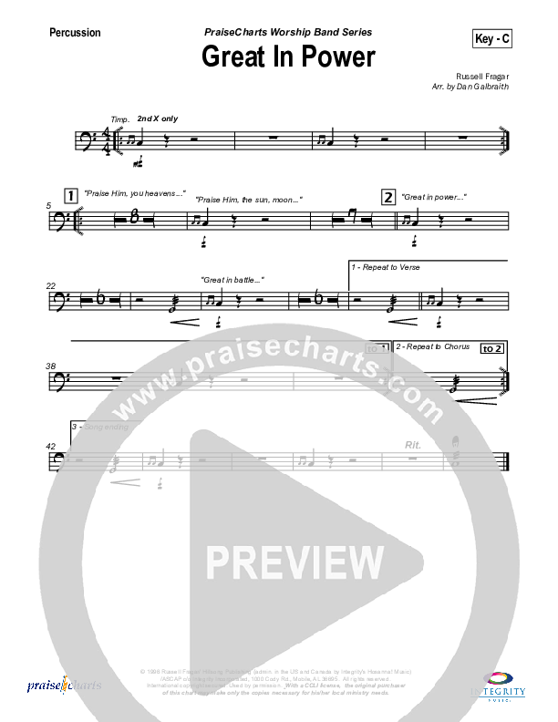 Great In Power Percussion (Hillsong Worship)