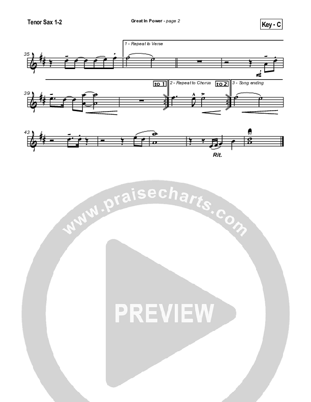 Great In Power Tenor Sax 1/2 (Hillsong Worship)