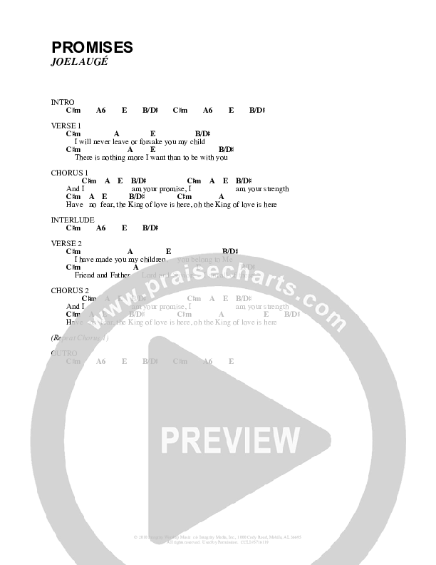 Promises Chords & Lyrics (Joel Auge)